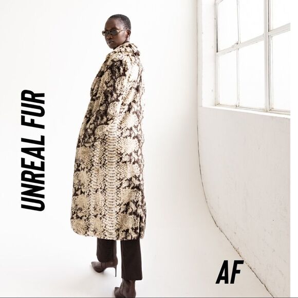UNREAL FUR FOR FREE PEOPLE MADAM GRACE COAT SNAKE NWT NEW - Picture 2 of 15